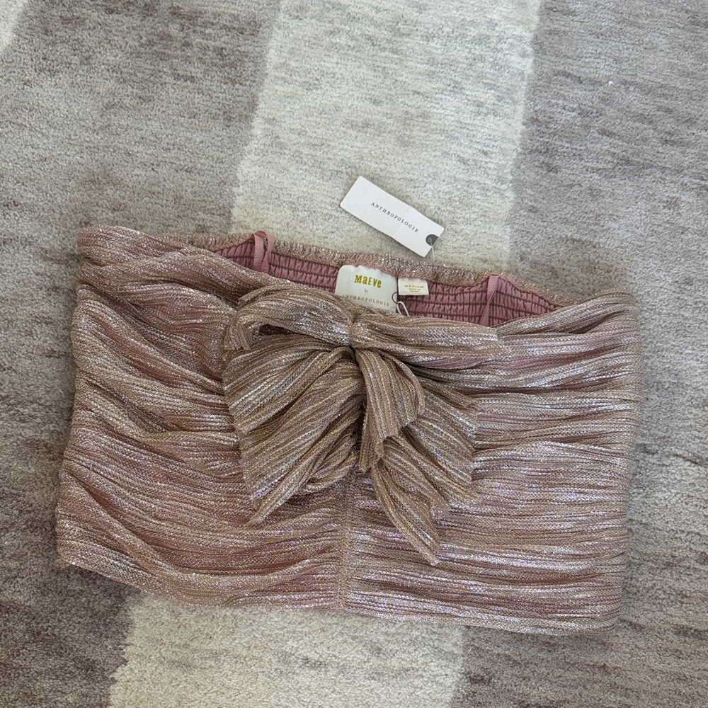 Maeve by Anthrolopologie strapless blush metallic top